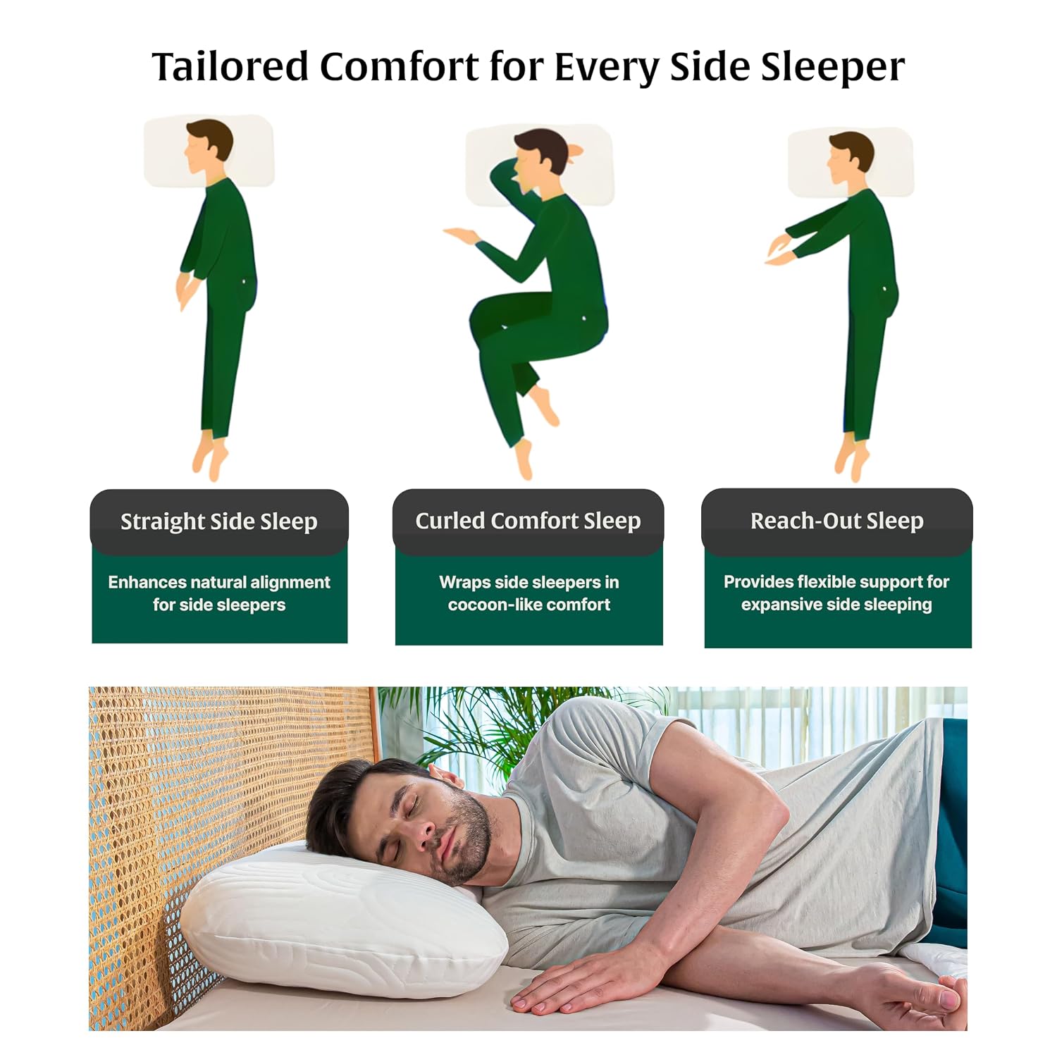 Memory Foam Pillow, Orthopedic Bed Pillow For Sleeping, For Pain Relief, White - 24 L X 17 W X 4.5 H Inch | Multi Position Sleepers, Special Curve, Washable Zippered Pillow Cover