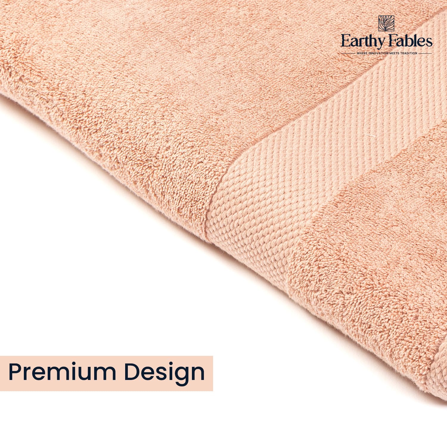 Earthy Fables Premium Hand Towels 600 Gsm | 100% Combed Cotton Ultra Soft Quick Dry & Highly Absorbent, For Home, Gym & Travel | Set Of 4 (Peach)