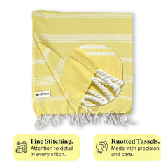 Indihaus Premium Extra Large Cotton Towel 330 Gsm | Soft, Absorbent & Comfortable Quick Dry Bath Towels Large Size (6Ft X 3Ft) (Sunshine Yellow)