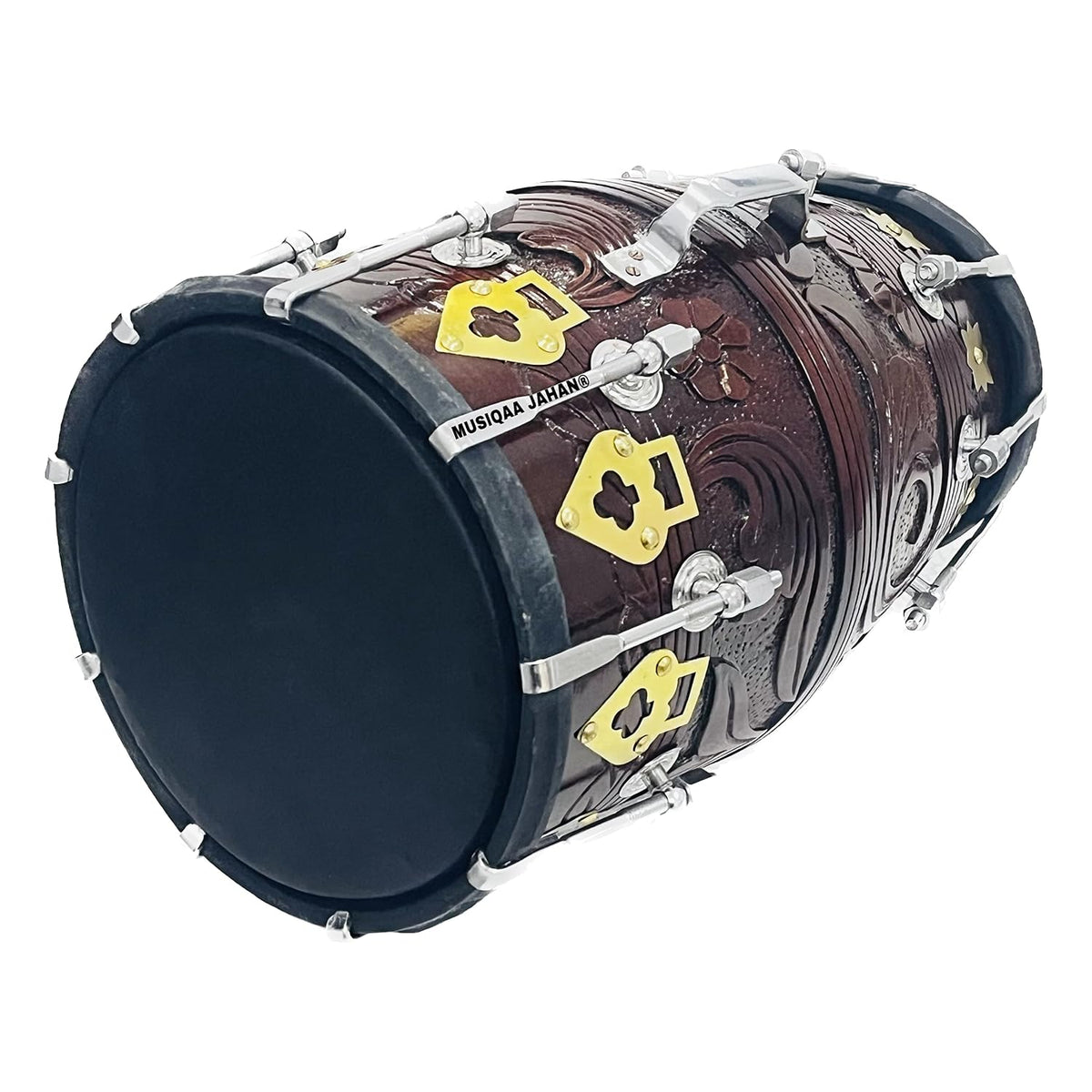 Handmade Sheesham Wood Dholak With Bag - Brown | Perfectly Symmetric Round Dholak - Dholak For Festival, Wedding, Satsang | Very Easy To Tune