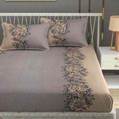 Elastic Fitted Bedsheet Queen Size With 2 Pillow Covers - 60 X 78 Inches, Brown | Lightweight, Soft & Comfortable | Durable & Long Lasting Wrinkle Resistant Fabric