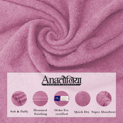 Sassoon Anatolia Bath + Hand & Face Towel 900 Gsm (Pink) - Pack Of 3