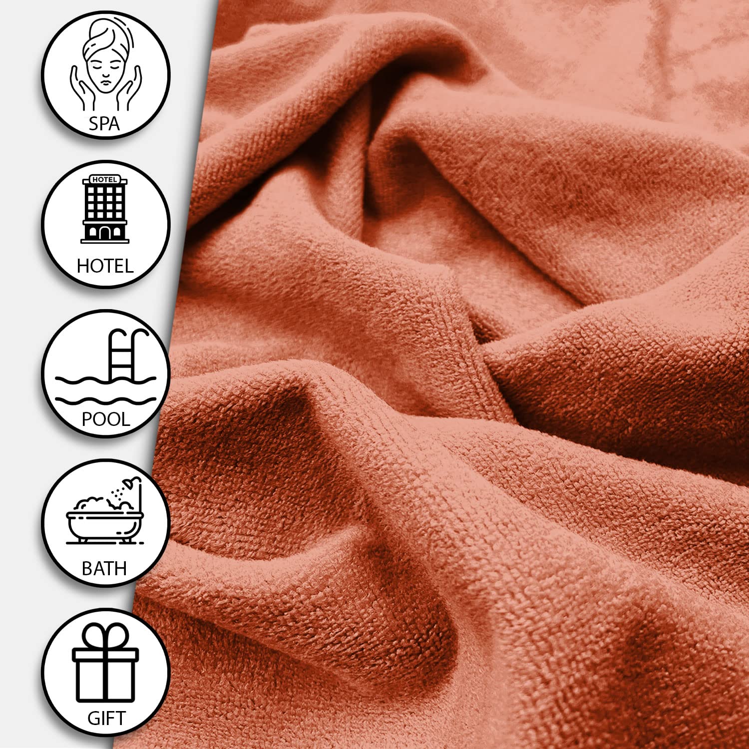 Sassoon Venir Microfiber Bath Towel 350 Gsm | Ultra Soft Material, Towel Medium Size For Women (Rust)