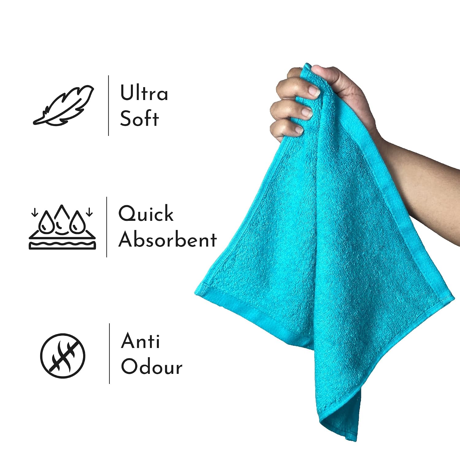 Heelium Bamboo Towel Set 1 Bath & 2 Face Towel 800 Gsm | Super Soft & Antibacterial Towel (Teal) - 3 Piece