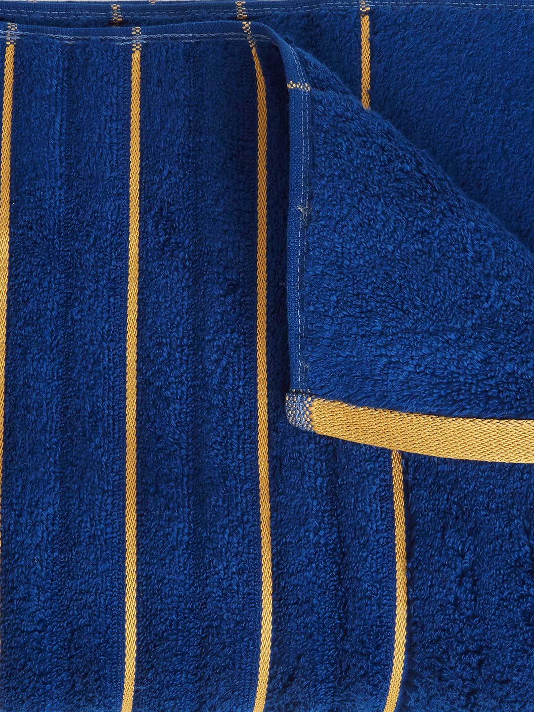 Spaces 100% Cotton Bath Towel 575 Gsm | Ribbed Texture High Absorbency High Loft Cotton Bath Towels (Dark Blue)