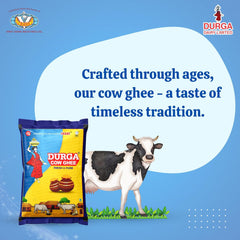 Natural Premium Cow Ghee By Durga Ghee | Rich In Protein & Fiber Healthy Desi Cow Ghee Good For Boondi Laddus | (1 Litr) 33.8 Ounce | Pouch Pack