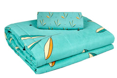 Cotton AC Comforter Set King Size Double Bedsheet With & Two King Pillow Covers - 90 X 100 Inches, Turquoise | Ideal For House, Hotel, Guest Room