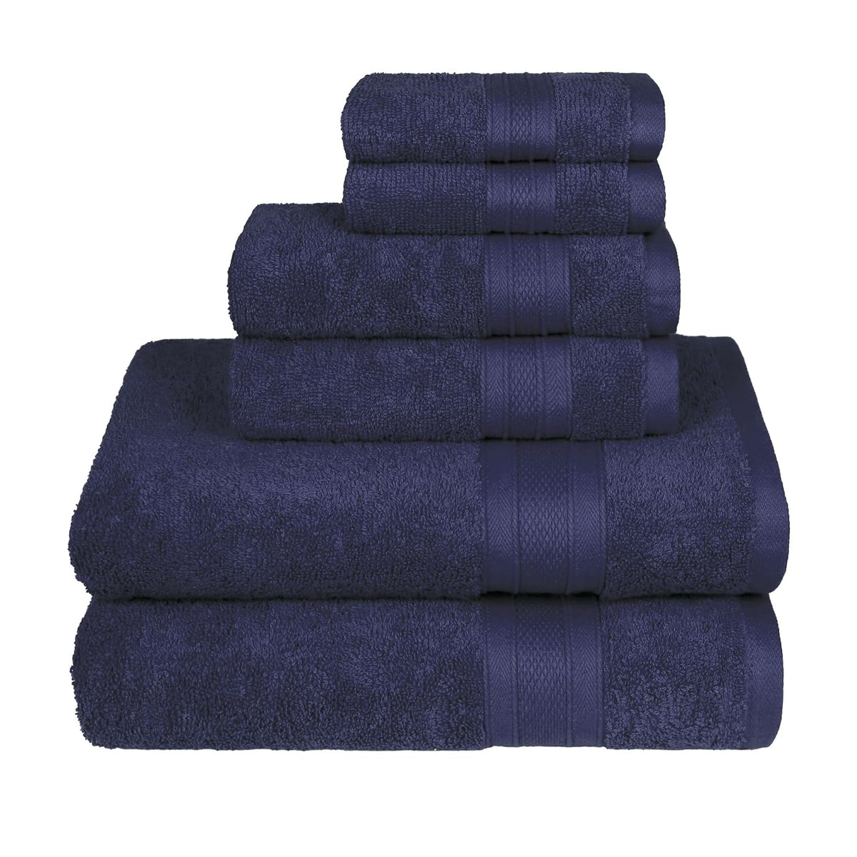 Trident Soft Comfort Air Rich Bath Towels 500 Gsm | 100% Cotton Towel, Super Soft, Highly Absorbent, 6 Pieces (Navy)