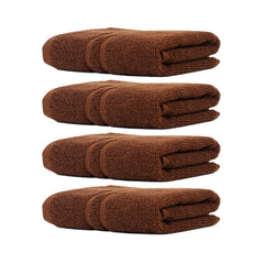 Zahya Terry Cotton Hand Towels 800 Gsm | Soft, & Absorbent Hand, Face, Gym & Travel Use (Brown) - Pack Of 4