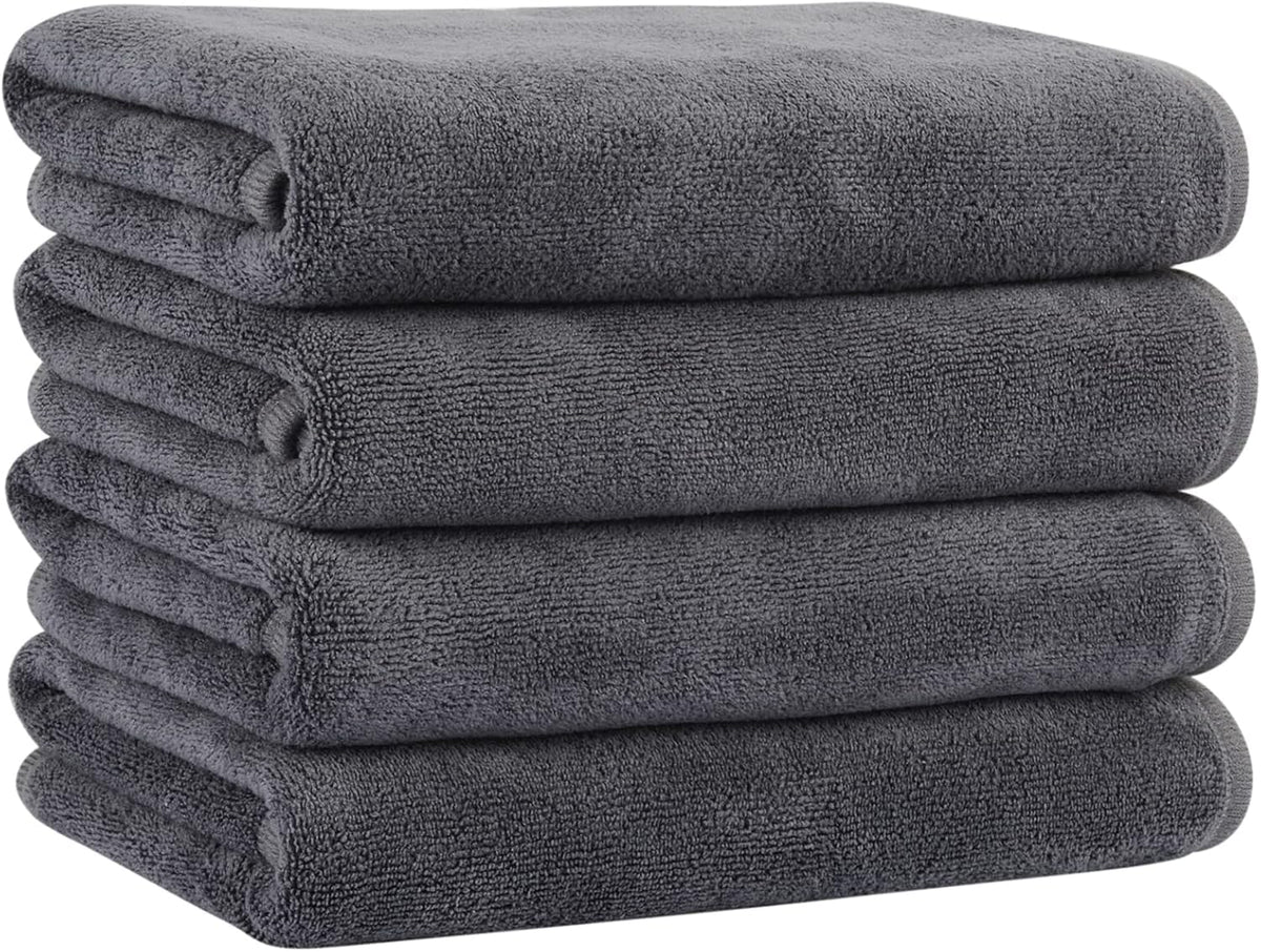 Microfiber Hand Towels 550 Gsm | Soft & Absorbent Face Towels For Bath, Spa, Gym (Gray) - Pack Of 4