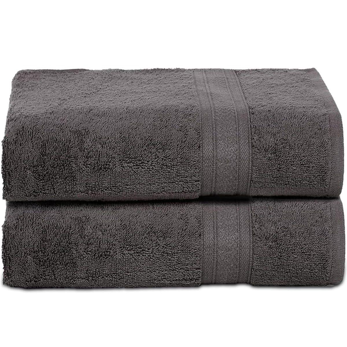 Ambra Linens Highly Absorbent Towels Set 500 Gsm | 100% Cotton Soft And Plush All Seasons Use Large Everyday Use, Durable (2 Pieces) | Solid Grey