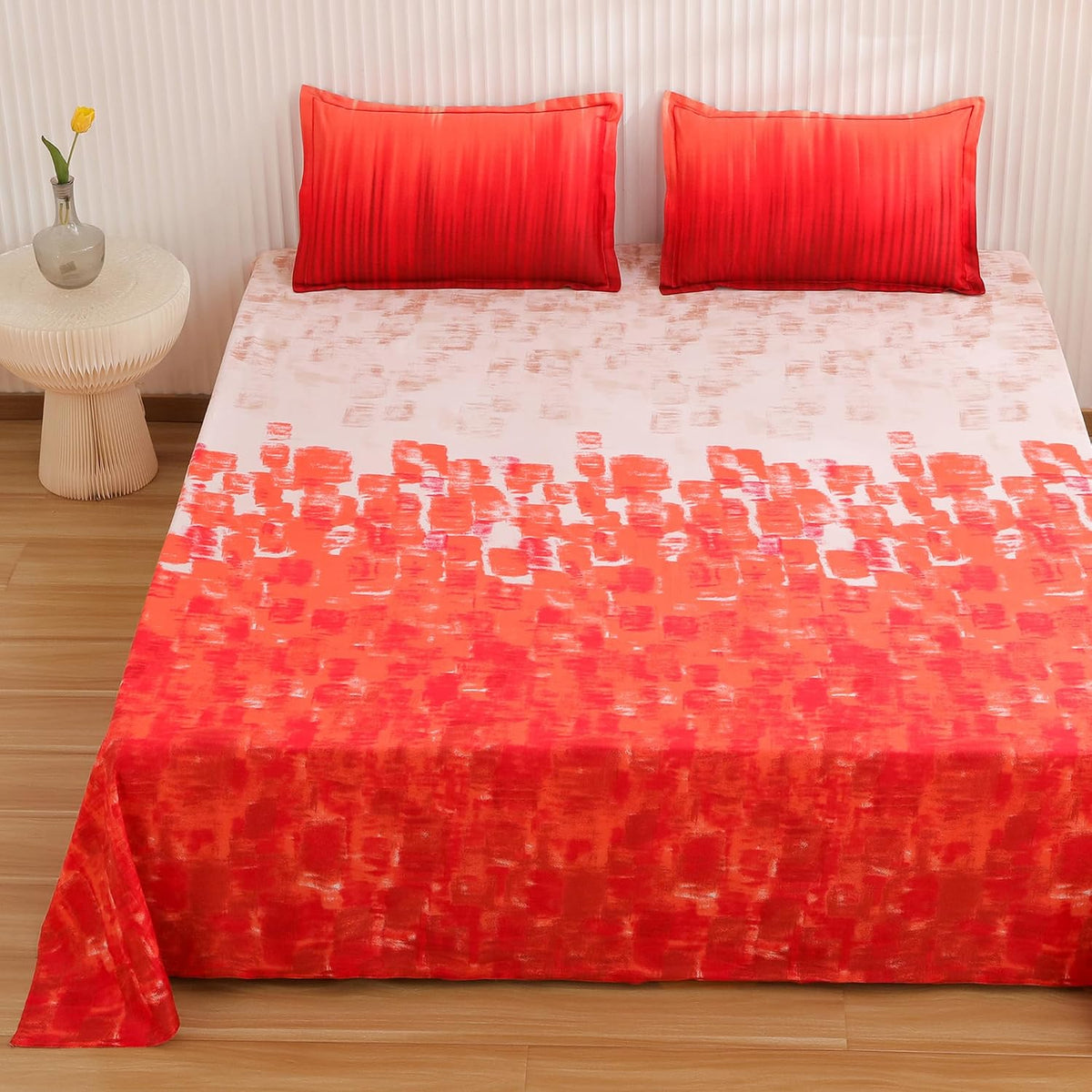 Bedsheet For King Size Bed With 2 Pillow Covers - 106 X 106 Inches, Red | Soft & Durable For Everyday Use - All Season Comfort