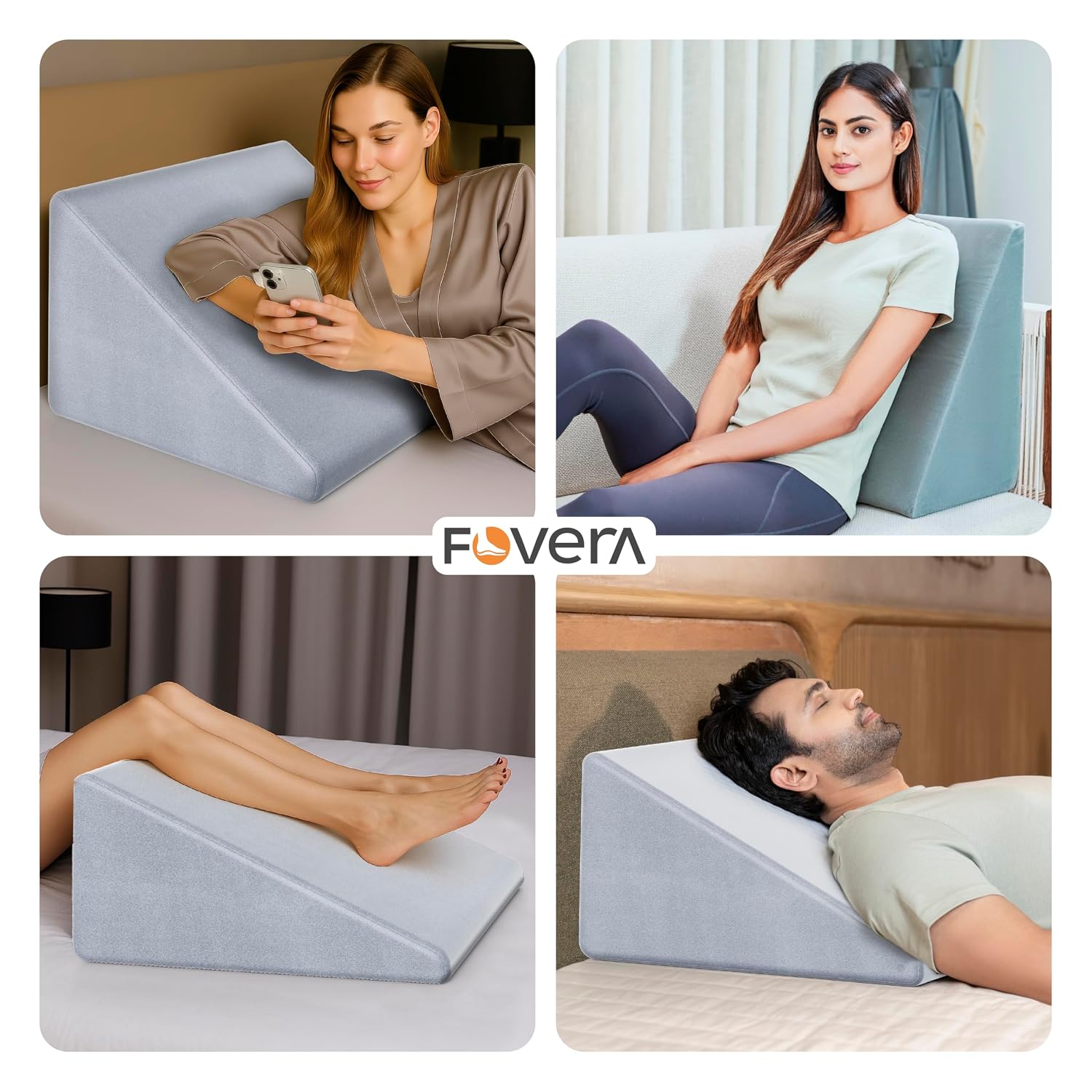 Wedge Pillows, Orthopedic Memory Foam Back Support For Bed, Grey, Medium Size - 18 L X 17.5 W X 11 H Inch | Wedge Cushion, For Acid Reflux, Snoring, Gerd, Leg Elevation, Removable Cover