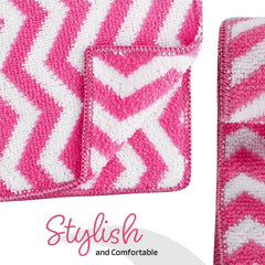 Kuber Industries Super Absorbent & Reusable Microfibre Face Towel 900 Gsm (Zig Zag Pink) - Pack Of 6