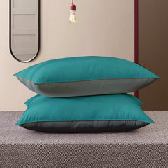Premium Microfiber Soft Pillow For Sleeping, Teal-Grey, Standard Size - 16 X 24 Inches | Comfy Hotel Comfort Pillow, Vacuum Packed | Bed Pillow, Hypoallergenic, Lightweight - Set Of 2