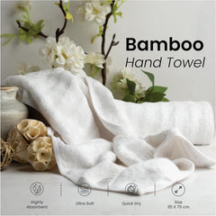 Mush Bamboo Turkish Hand Towels 250 Gsm | 100% Bamboo Gym Towel For Men & Women | Ultra Soft, Absorbent & Quick Dry Towel | Grey & White (Set Of 2)