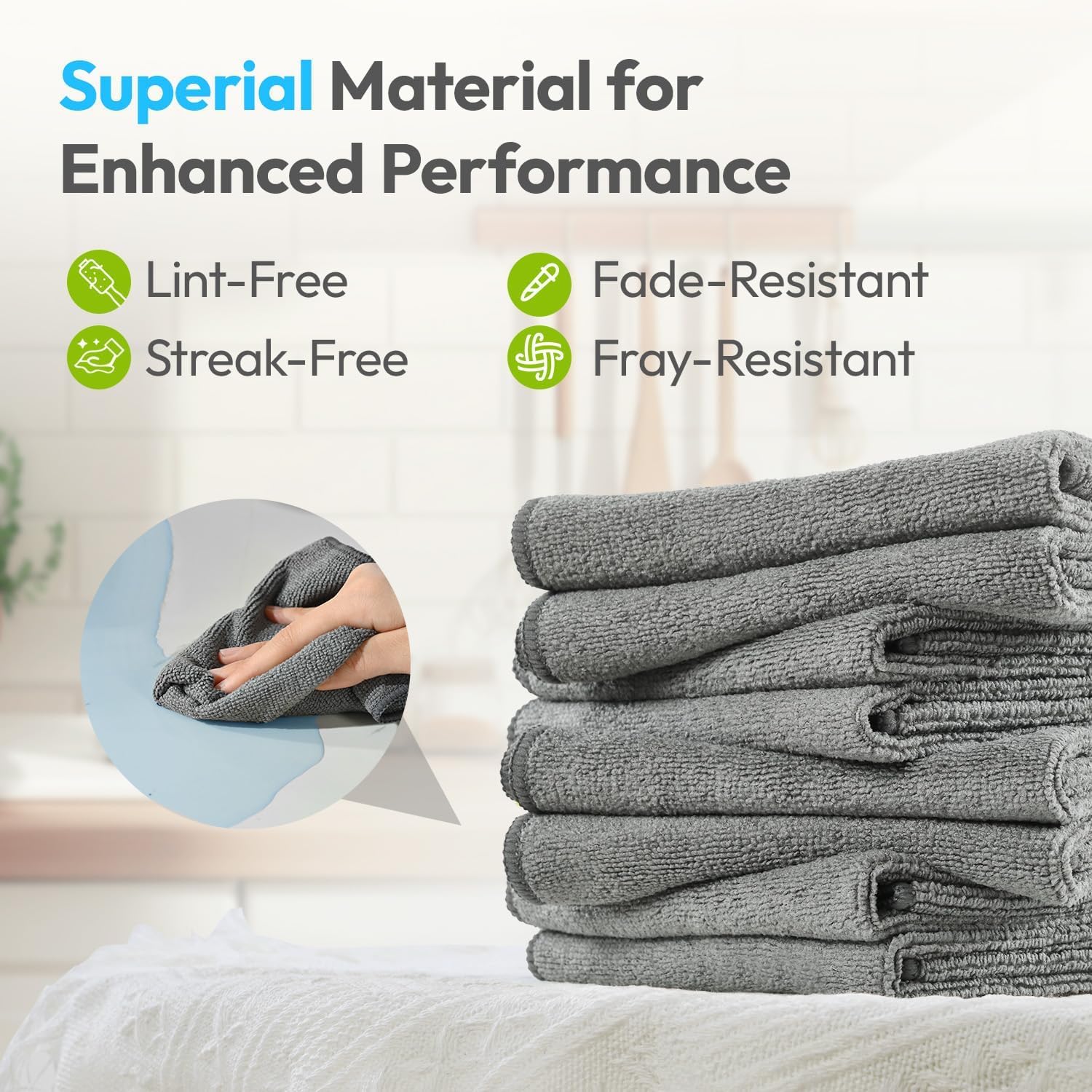 Docat Microfiber Cleaning Cloth 600 Gsm | Cleaning Towels For Kitchen Thick Lint & Streak-Free Multipurpose Cloths (Set Of 4) - Grey