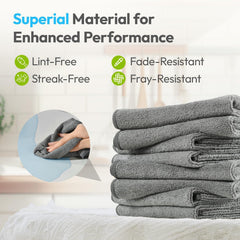 Docat Microfiber Cleaning Cloth 350 Gsm | Cleaning Towels For Kitchen Thick Lint & Streak-Free Multipurpose Cloths (Set Of 2) - Grey