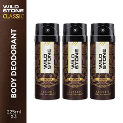 Wild Stone Classic Leather Deodorant Pack Of 3 Body Spray 675ml 22.8 Fl.oz. | Perfect Birthday Gift Set For Husband