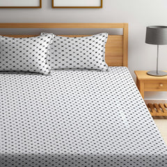 Ninja Star Double Bedsheet For King Size With 2 Pillow Covers - 108 X 108 Inches, White & Black | Soft, Breathable & Skin-Friendly Bedding For Daily Use