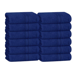 Boutiquo Ultra Soft 100% Cotton Washcloths 1800 Gsm | Contains Face Cloths Compact & Lightweight Multi Purpose Washcloths - Navy Blue (12 Piece)