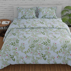 Flat Double Bedsheet With 2 Pillow Covers | Queen Size - 88 X 96 Inches, Light Green & White | Durable & Long Lasting Bedsheet