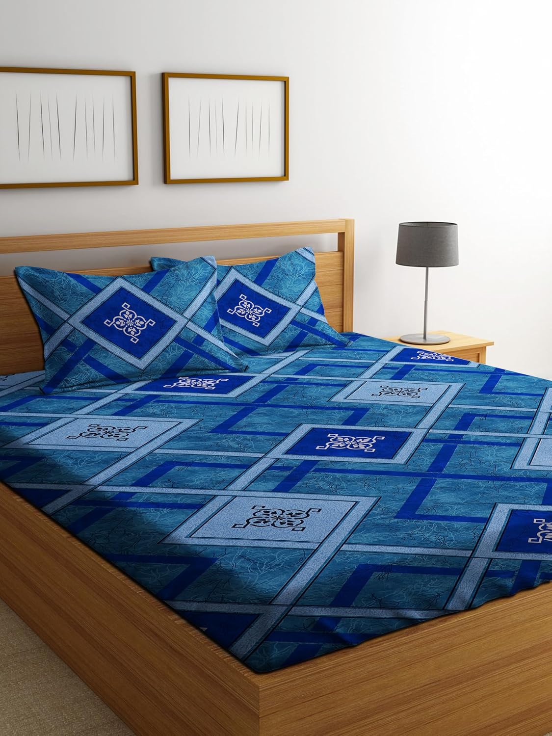 1 Bedsheet King Size With 2 Pillow Covers - 72 X 78 Inches, Blue | All Around Elastic Fitted Soft & Durable Bedding For Bedroom - Lightweight Perfect For All Seasons