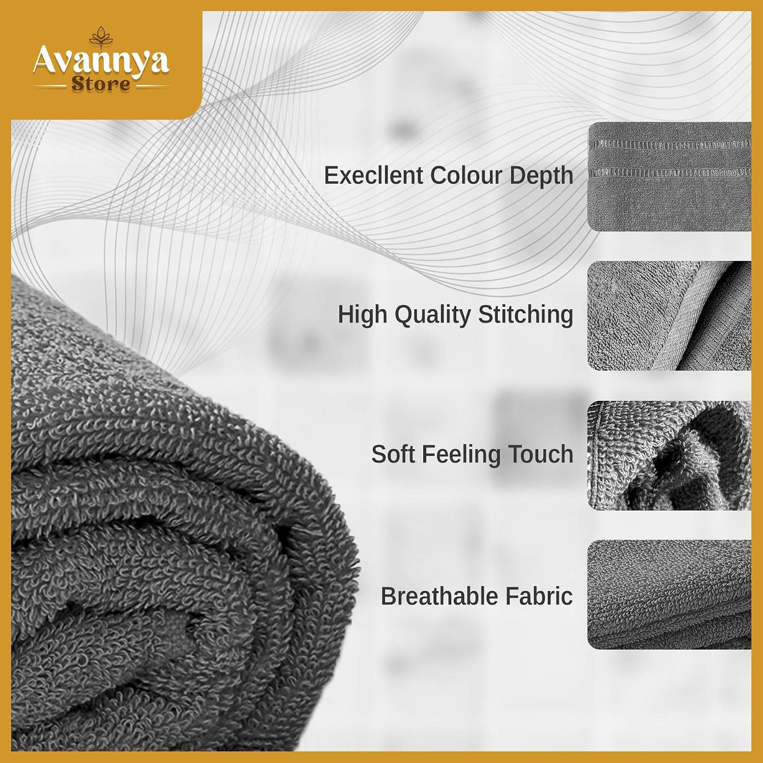 Avannya Store Premium Cotton Bath Towels 450 Gsm | Soft, Highly Absorbent, Quick Drying Towels For Men & Women | Spa, Sport, Gym, Swimming (Grey)