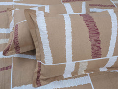 King Size Bedsheet With 2 Pillow Covers - 110 X 108 Inches, Beige & White | Ideal For House, Guest House, Hotel | Soft & Comfortable Sleep Experience