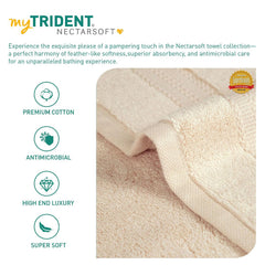 Mytrident Face Towels 600 Gsm | Nectar Soft Collection Wash Towel For Men & Women Face Towels - Chiffon Beige (3 Pcs)