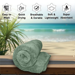 Housse Microfiber Nova Coral Fleece Bath Towel 450 Gsm | Ultra Soft Super Absorbent Towels For Gym, Yoga & Beach (Green) - Pack Of 1
