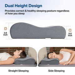 Cervical Pillow For Neck Pain, Cool Gel Memory Foam Pillow - 18 X 11 X 3.5 Inch | Orthopedic Neck Support Pillow For Sleeping, Neck & Shoulder Pain, Standard Size, Grey Velvet - Pack Of 1