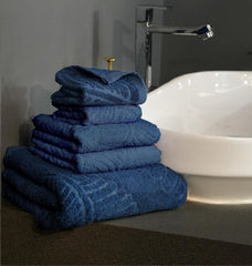 Musa Banana Terry Towel 1400 Gsm 1 Bath, 2 Hand & 2 Face Towels With Free Bag 900 Gsm | Terry Towels For Bath Large Size (Midnight Blue) -Set Of 5