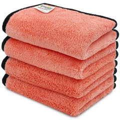 Softspun Microfiber Super Soft Hand & Face Wipes 300 Gsm Towel Set - 4 Piece (Peach Colour)