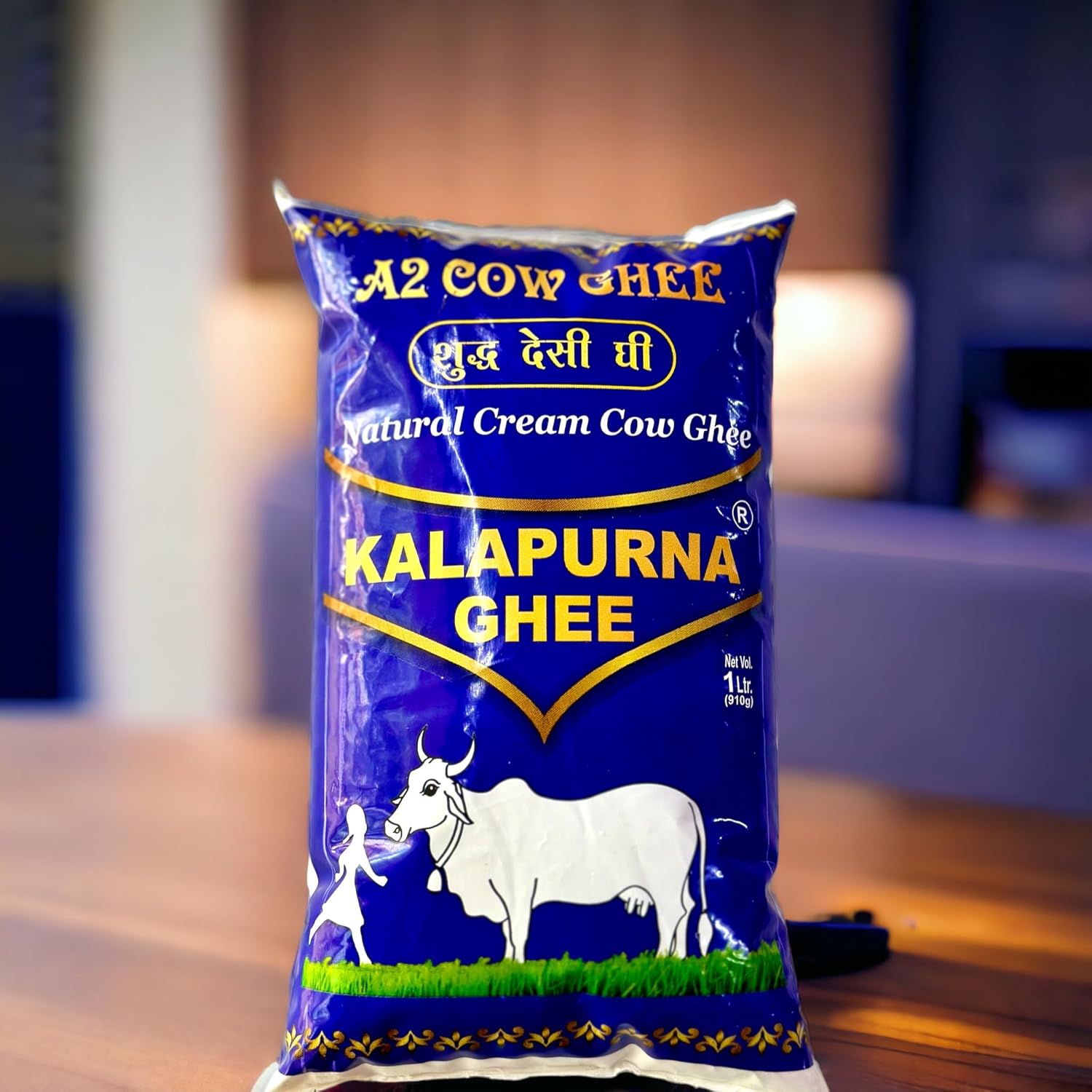 Organic Natural A2 Desi Cow Ghee By Kalapurna Ghee | Delicious & Nutritious Healthy Desi Cow Ghee For Protact Eyesight | 2 Litre (1 Litr * 2) 67.6 Ounce | Pouch Pack