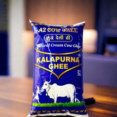 Organic Natural A2 Desi Cow Ghee By Kalapurna Ghee | Delicious & Nutritious Healthy Desi Cow Ghee For Protact Eyesight | 2 Litre (1 Litr * 2) 67.6 Ounce | Pouch Pack