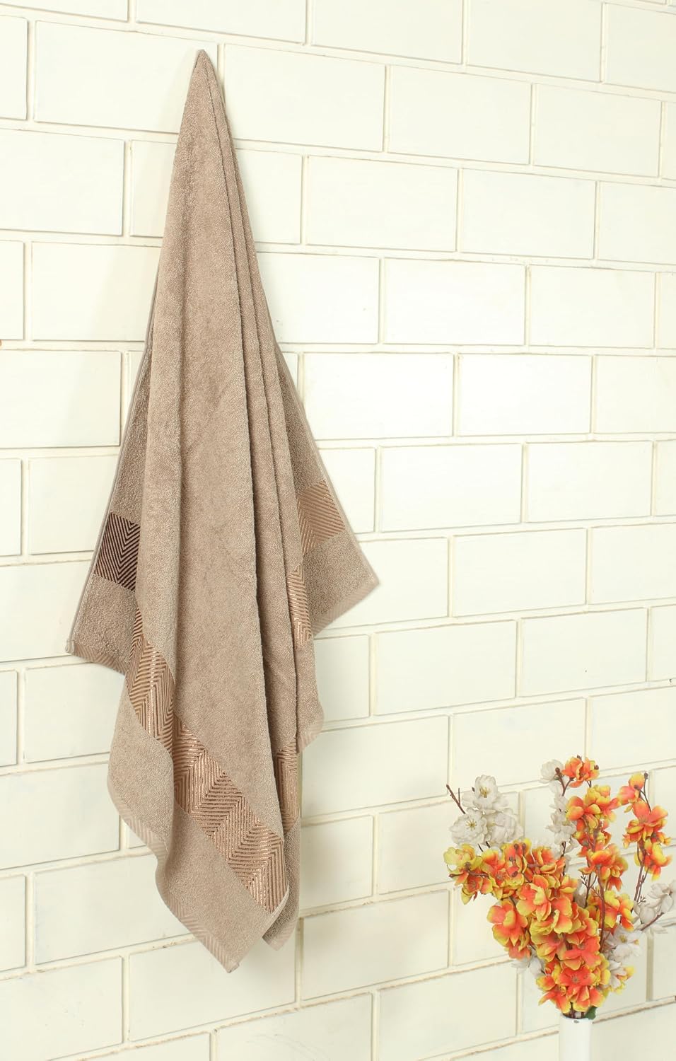 Fash Home International Bath Towel 500 Gsm | Ultra Soft, Highly Absorbent, Quick Dry, Plush & Durable Cotton Bath Towel (Beige)