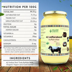 Premium A2 Jaffarabadi Buffalo Ghee By Village Company | Rich In Nutrients Calcium & Iron Pure Healthy Desi Cow Ghee For Overall Health | (1 Litr) 33.8 Ounce | Jar Pack