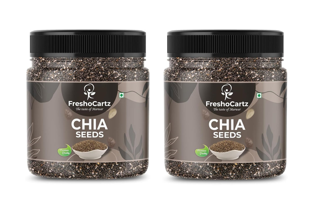 Freshocartz Premium Chia Seeds Omega - 3 Seeds For Eating, Non - Gmo & Fibre Rich Superfood Best For Weight Loss, Immunity Booster Chia Seeds | 250gm 0.5lbs Each Pack Of 2