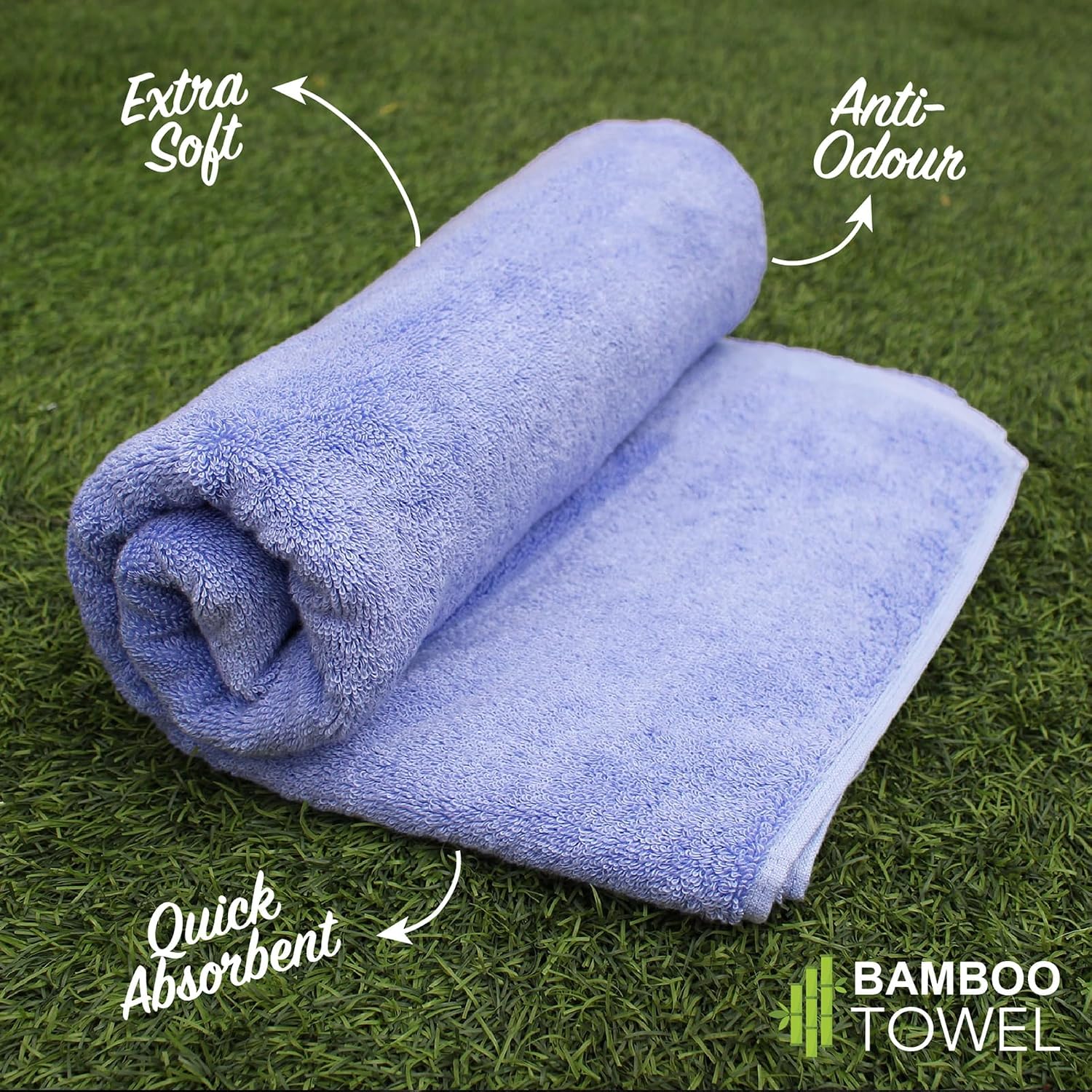 Heelium Bamboo Towel 3 Bath & 3 Hand Towel 2000 Gsm | Soft, High Absorbency & Antibacterial Towels (Iris, Grey & Teal) - Pack Of 6