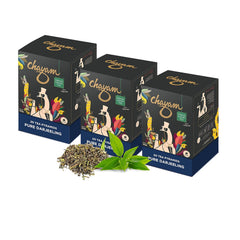 Chayam Pure Darjeeling Tea - Pack Of 3 X 20 Pyramid Tea Bags | Premium Whole Leaf Black Tea - Make Iced Or Hot Tea | Low Caffeine, Gluten Free