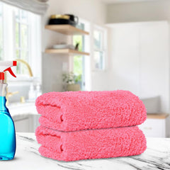 Kuber Industries Cleaning Towel 350 Gsm | Reusable Cleaning Cloths For Kitchen, Duster & Home Cleaning Towel - Pack Of 2 (Pink)
