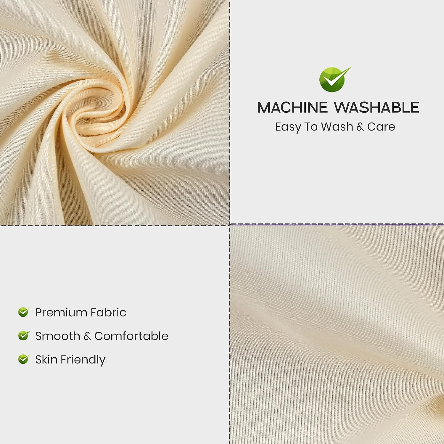 Solid Plain Single Size Bedsheet Set With 1 Pillow Covers | Size - 60 X 90 Inches, Ivory | Ideal For All Seasons Due To Its Breathable Nature