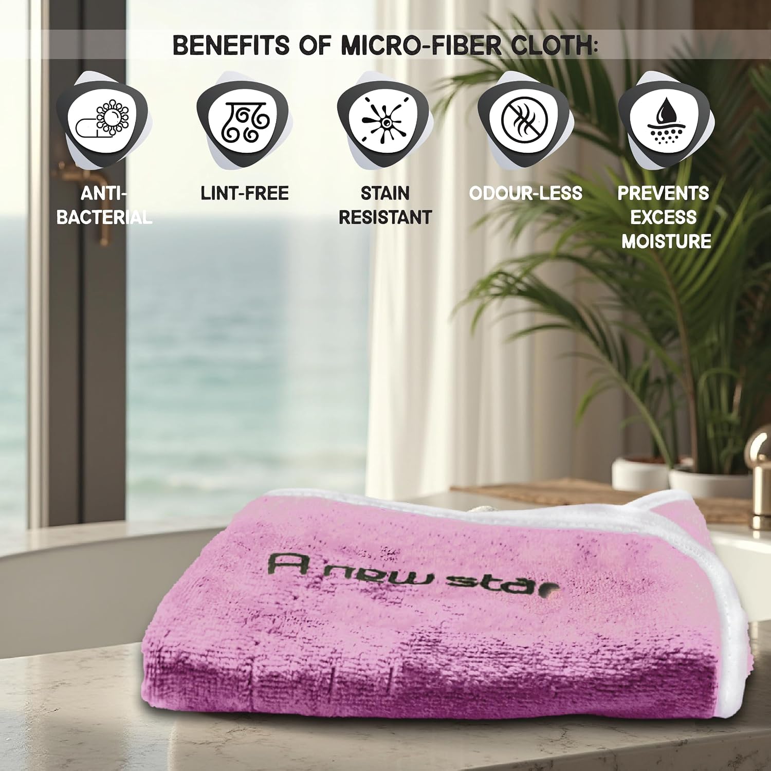 Housse Premium Soft Microfiber Embroidery Bath Towel 350 Gsm | Soft Absorbent Quick-Drying Sweat Towel (Magenta)