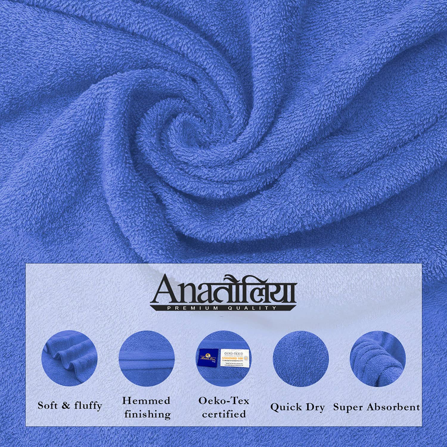Sassoon Anatolia Bath + Hand & Face Towel 1200 Gsm (Heaven) - Pack Of 5
