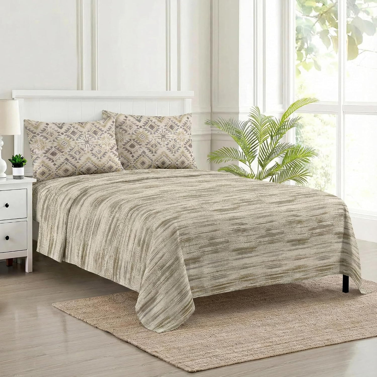 Jaipuri Design Cotton King Size Printed Bedsheet With 2 Pillow Covers - 108 X 108 Inches, Taupe | Ideal For Home Use & Perfect For Gifting On Weddings, Housewarmings & Festivals