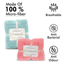 Urbanleaf Microfiber Large Bath Towel 300 Gsm | Quick Dry Super Absorbent - Bath Towel For Men & Women | Light Green & Pink | Pack Of 2