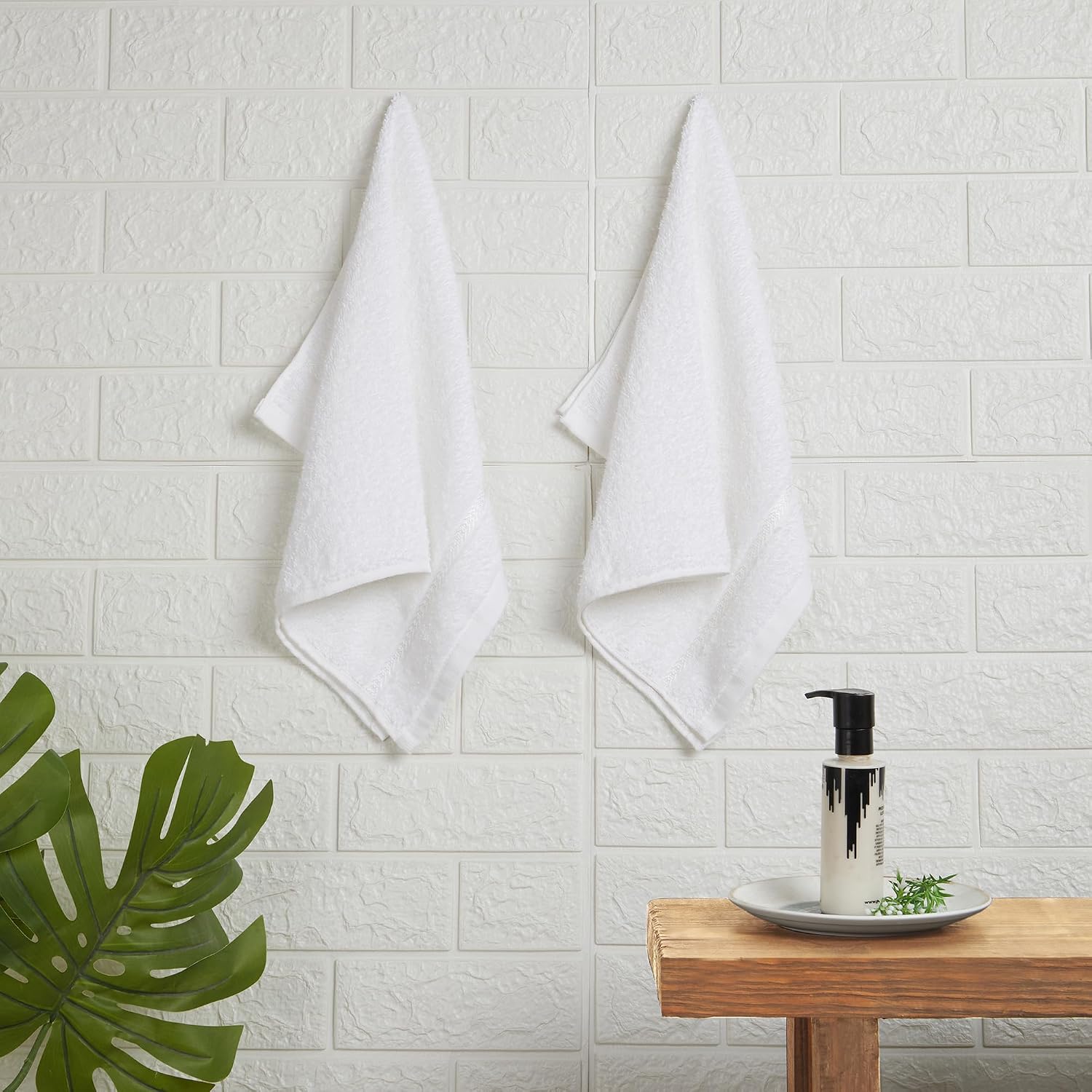 Welspun 100% Cotton Easy Care Hand Towel 400 Gsm | Quick Dry Ultra Soft Hand Towel (White) - Pack Of 2