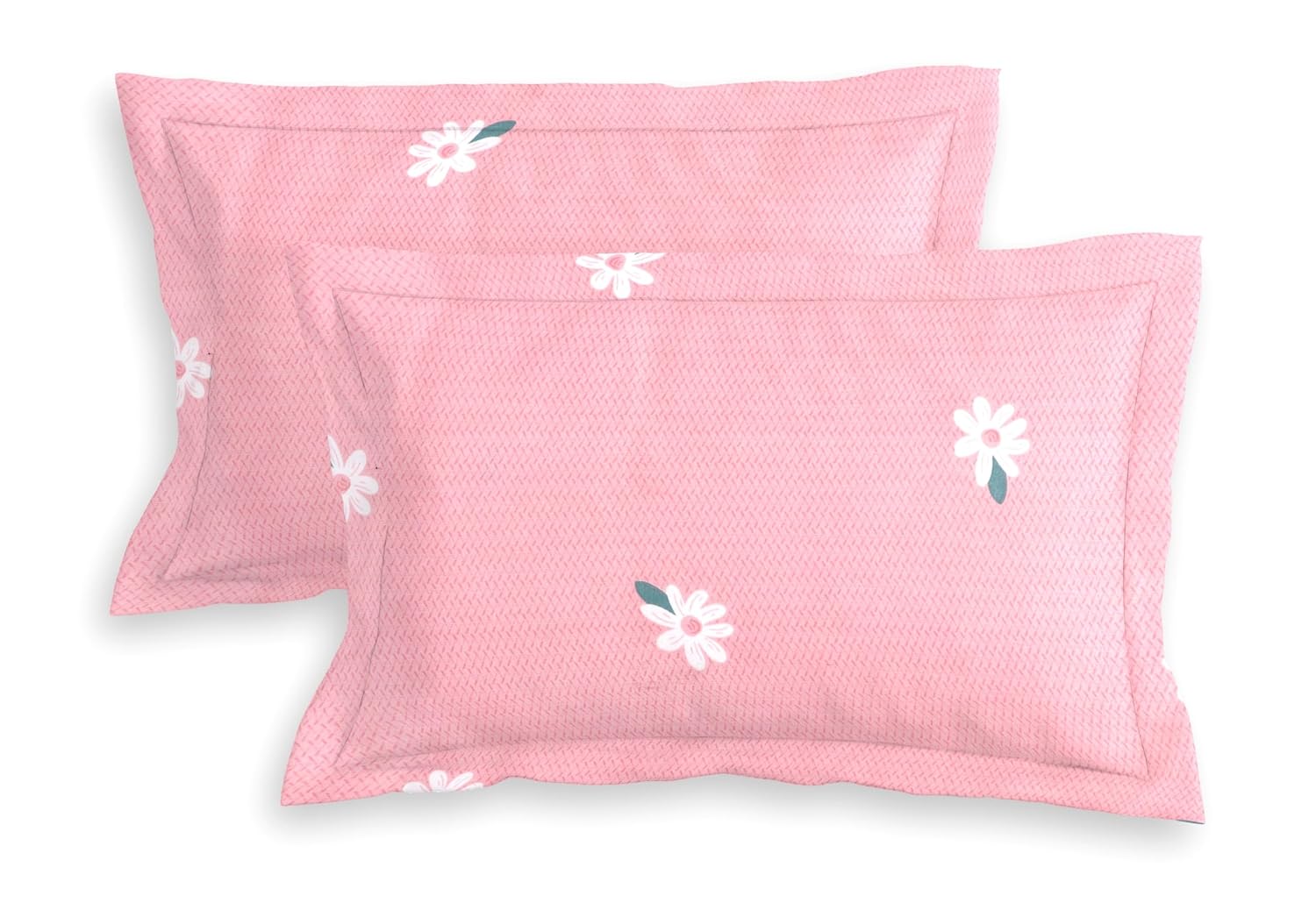 Elastic Fitted Bedsheets For King Size Bed With 2 Pillow Covers - 100 X 108 Inches, Cream & Pink | Ideal For Hotel, House, Guest House