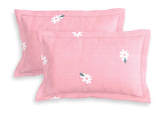 Elastic Fitted Bedsheets For King Size Bed With 2 Pillow Covers - 100 X 108 Inches, Cream & Pink | Ideal For Hotel, House, Guest House